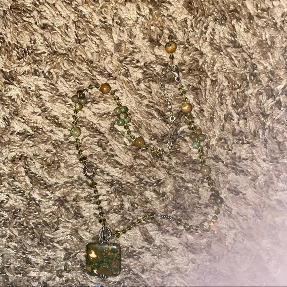 Rainforest Rhyolite Jasper Pendant Necklace - Picture 8 of 8